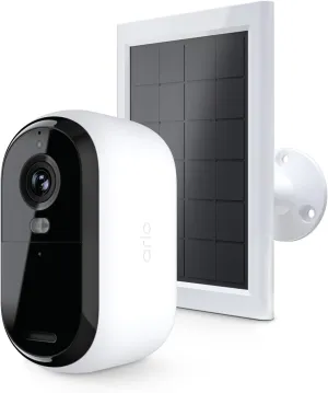 Arlo Essential Wireless Security Camera 2nd Gen with Solar Panel - Outdoor & Indoor Wireless Camera with Integrated Spotlight, Color Night Vision, Motion Sensor & DIY Setup - White, 1 Pack, VMK3050