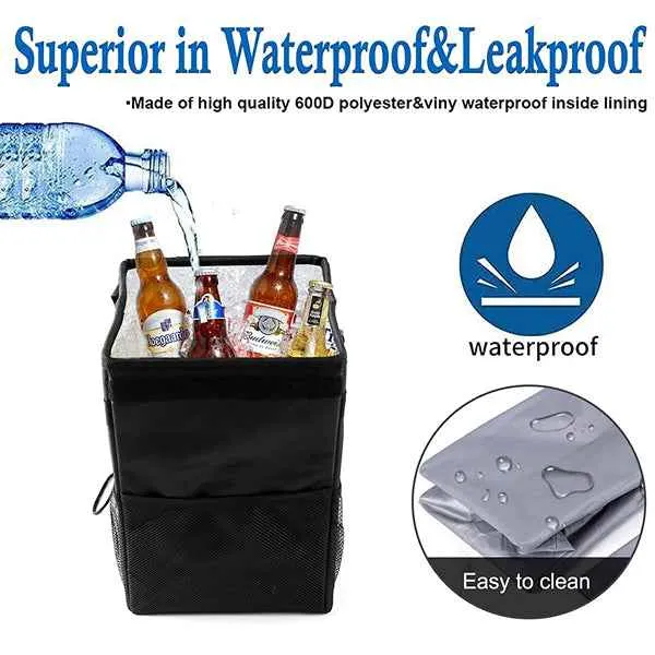 Aroflit Foldable Waterproof Back Storage Car Trash Can
