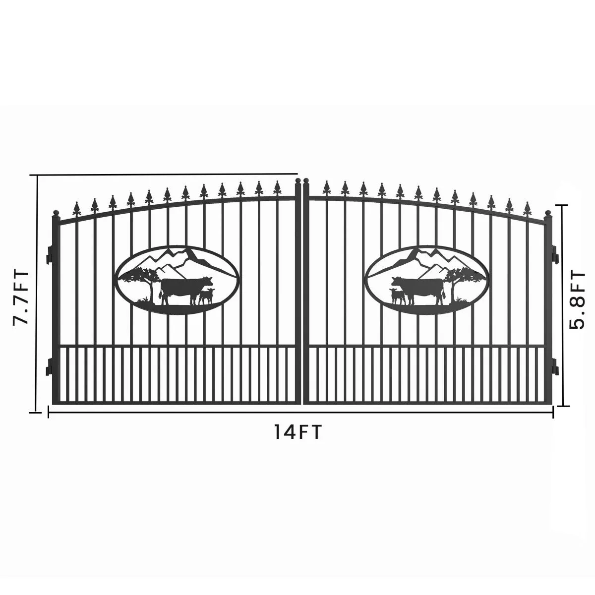 [BARGAIN]14ft Dual Swing Wrought Iron Gate for Driveway