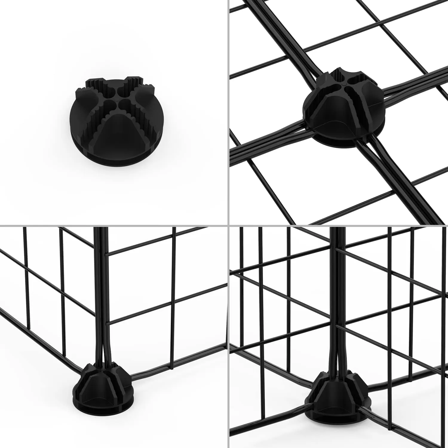 BASTUO Wire Cube Storage, Metal 16-Cube Storage Organizer (Black 12.2" D x 48.4" W x 48.4" H)