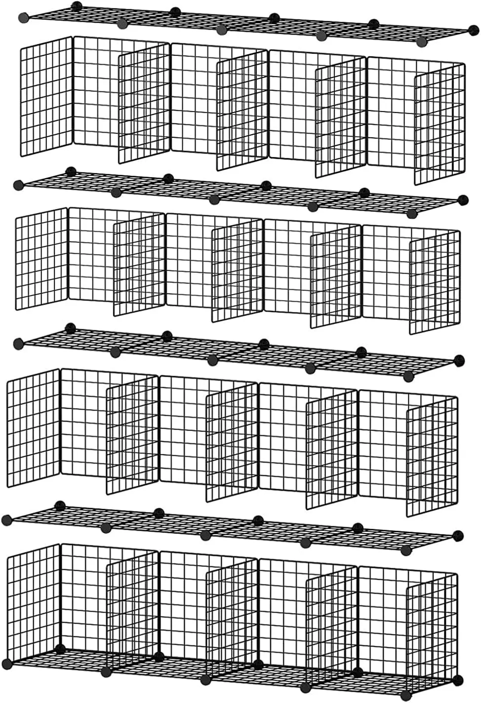 BASTUO Wire Cube Storage, Metal 16-Cube Storage Organizer (Black 12.2" D x 48.4" W x 48.4" H)