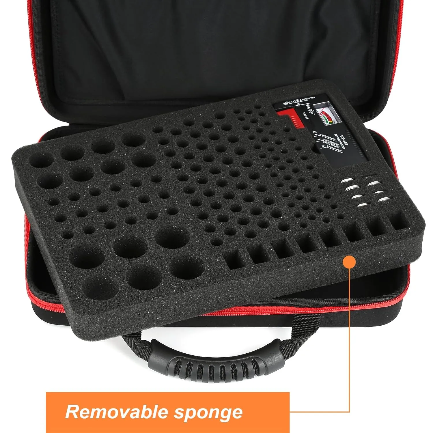 Battery Organizer, Battery Organizer Storage Case with Tester BT-168, Waterproof Battery Holder Box Holds, Battery Case Organizer 165  AA AAA C D 9V Batteries (Batteries are Not Included)