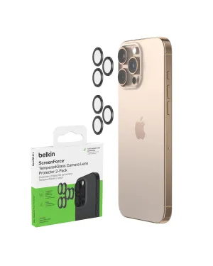 Belkin ScreenForce TemperedGlass Camera Lens Protector for Apple iPhone 16 Pro, 16 Pro Max - Case-Compatible Tempered Glass Lens Cover, Apple iPhone Accessories - 2-pack