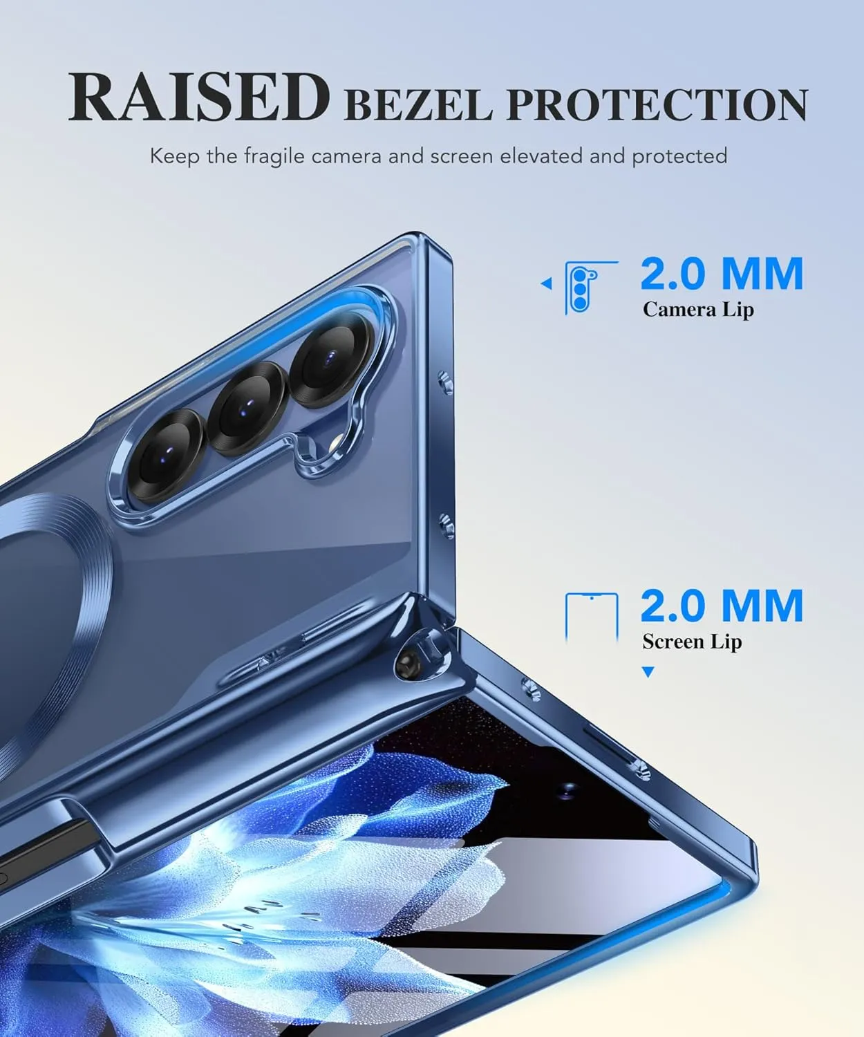 BERFY Upgraded Magnetic for Z Fold 6 Case with S Pen Holder, Compatible with Magsafe,[Built-in Screen Protector & Hinge Protection] Full-Body Plating Slim Phone Case for Samsung Galaxy Z Fold 6, Blue