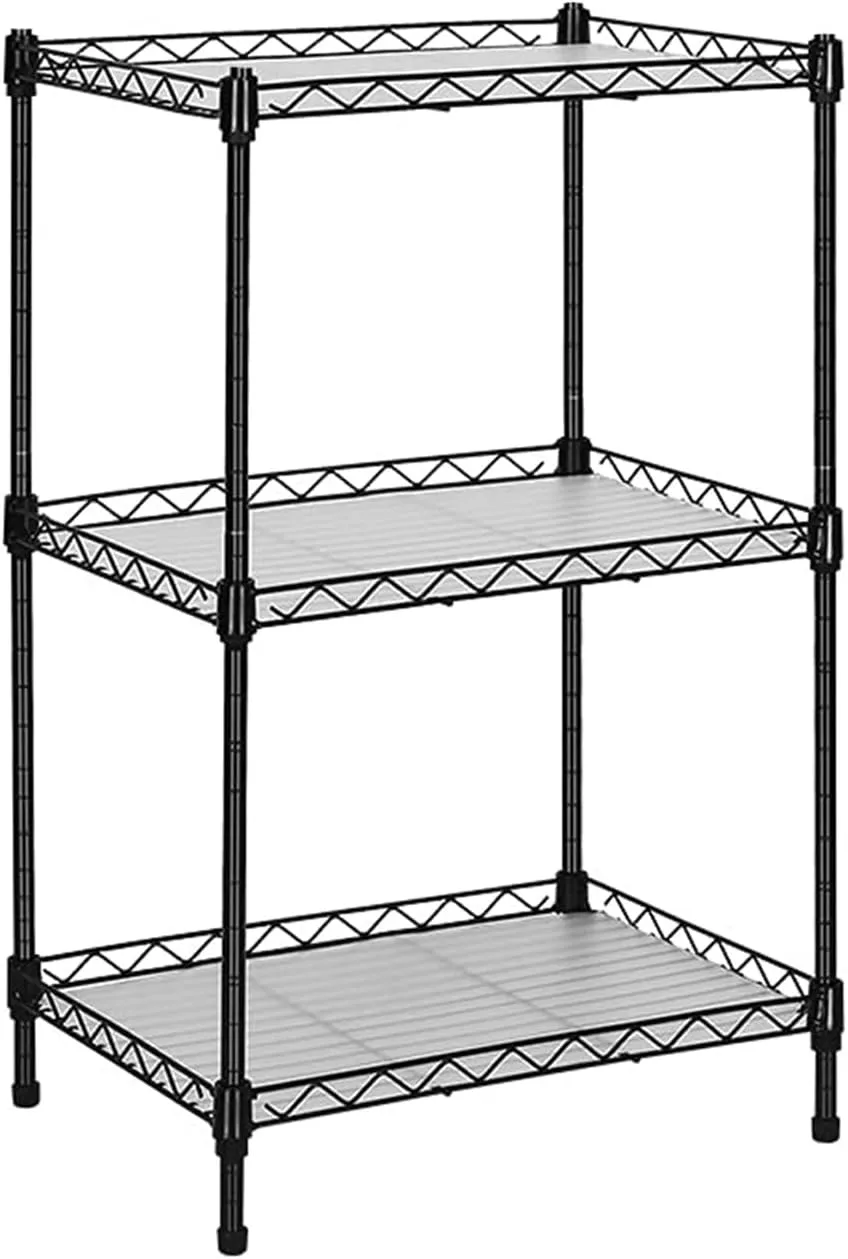 Best 3-Tier Wire Shelving - Black -Mini Shelf - Kitchen Storage Shelves, Lightweight countertop Storage Rack Corner Shelf Shelving Adjustable Storage Shelf, 11.8" D x 15.7" W x 31.5" H