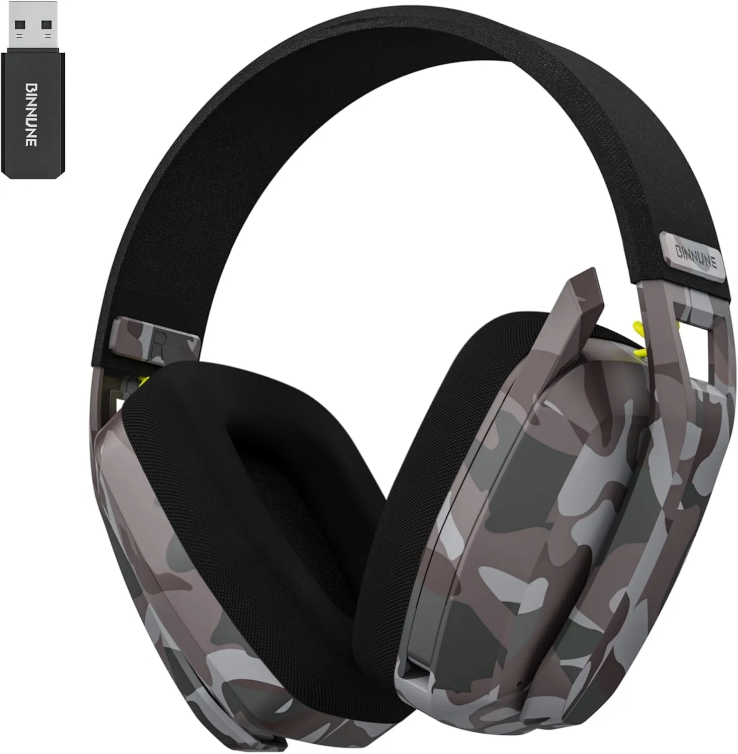 BINNUNE 2.4GHz Wireless Gaming Headset with Noise Cancelling Mic for PS4, PS5, PC, Mac, Bluetooth Gaming Headphones Headset with Flip Microphone for Laptop Computer