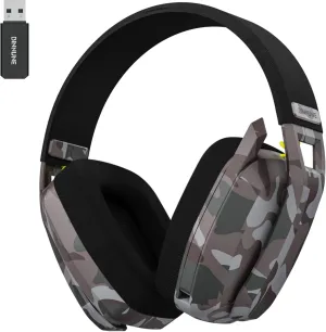BINNUNE 2.4GHz Wireless Gaming Headset with Noise Cancelling Mic for PS4, PS5, PC, Mac, Bluetooth Gaming Headphones Headset with Flip Microphone for Laptop Computer