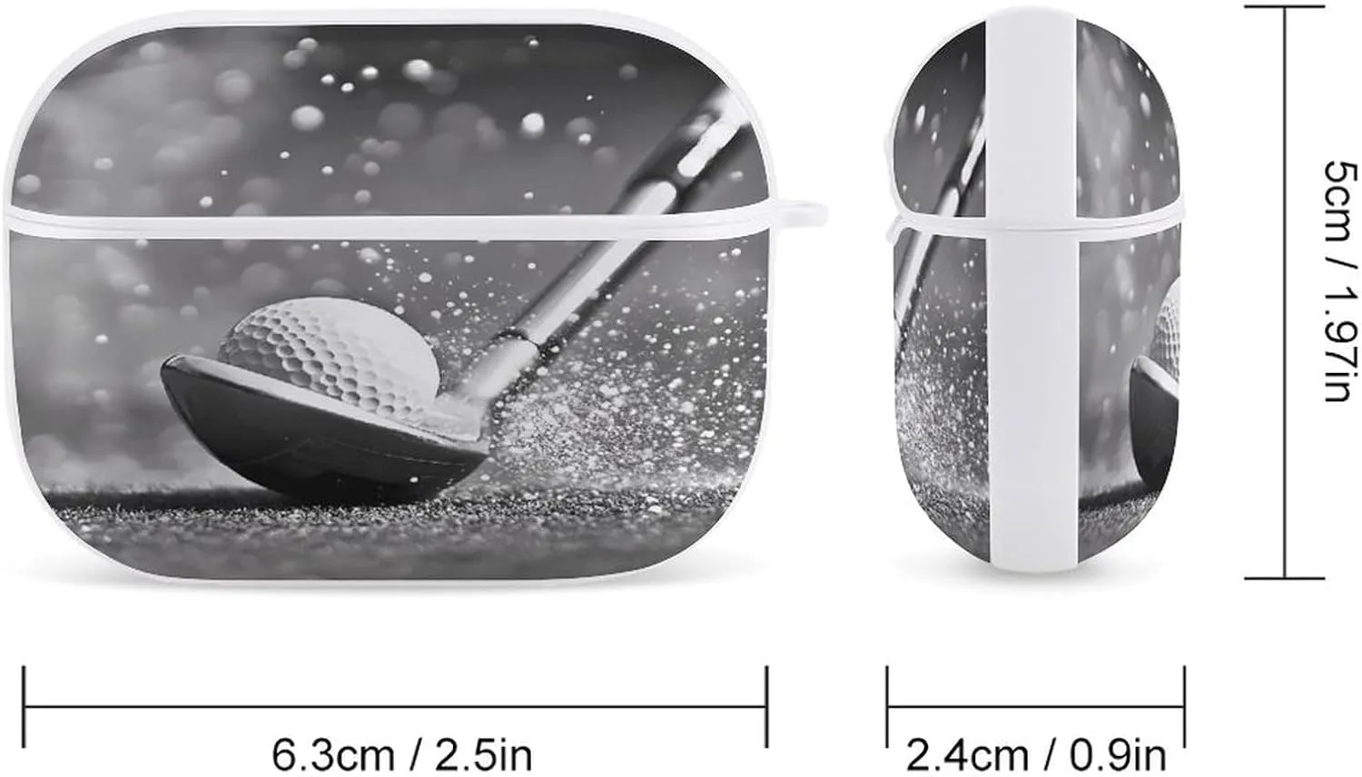 Black and White Golf Earbud Case Bluetooth Headphone Case Full Protective Case with Keychain Compatible with Airpods Pro White-Style