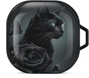 Black Cat Gothic Goth Earbud Case PC Hard Shockproof Headphone Case Earphone Case Compatible with Samsung Galaxy Buds Live Black-Style