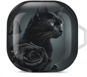 Black Cat Gothic Goth Earbud Case PC Hard Shockproof Headphone Case Earphone Case Compatible with Samsung Galaxy Buds Live White-Style