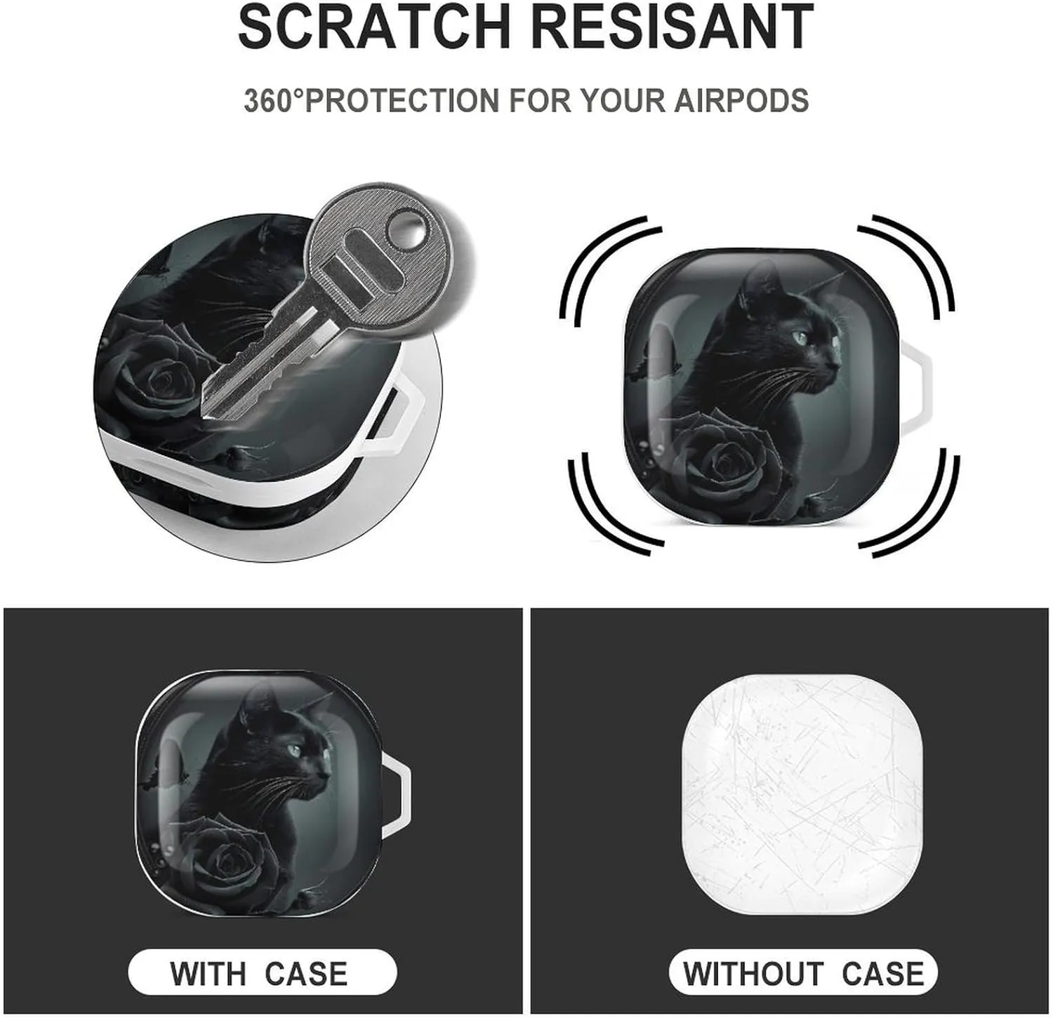 Black Cat Gothic Goth Earbud Case PC Hard Shockproof Headphone Case Earphone Case Compatible with Samsung Galaxy Buds Live White-Style