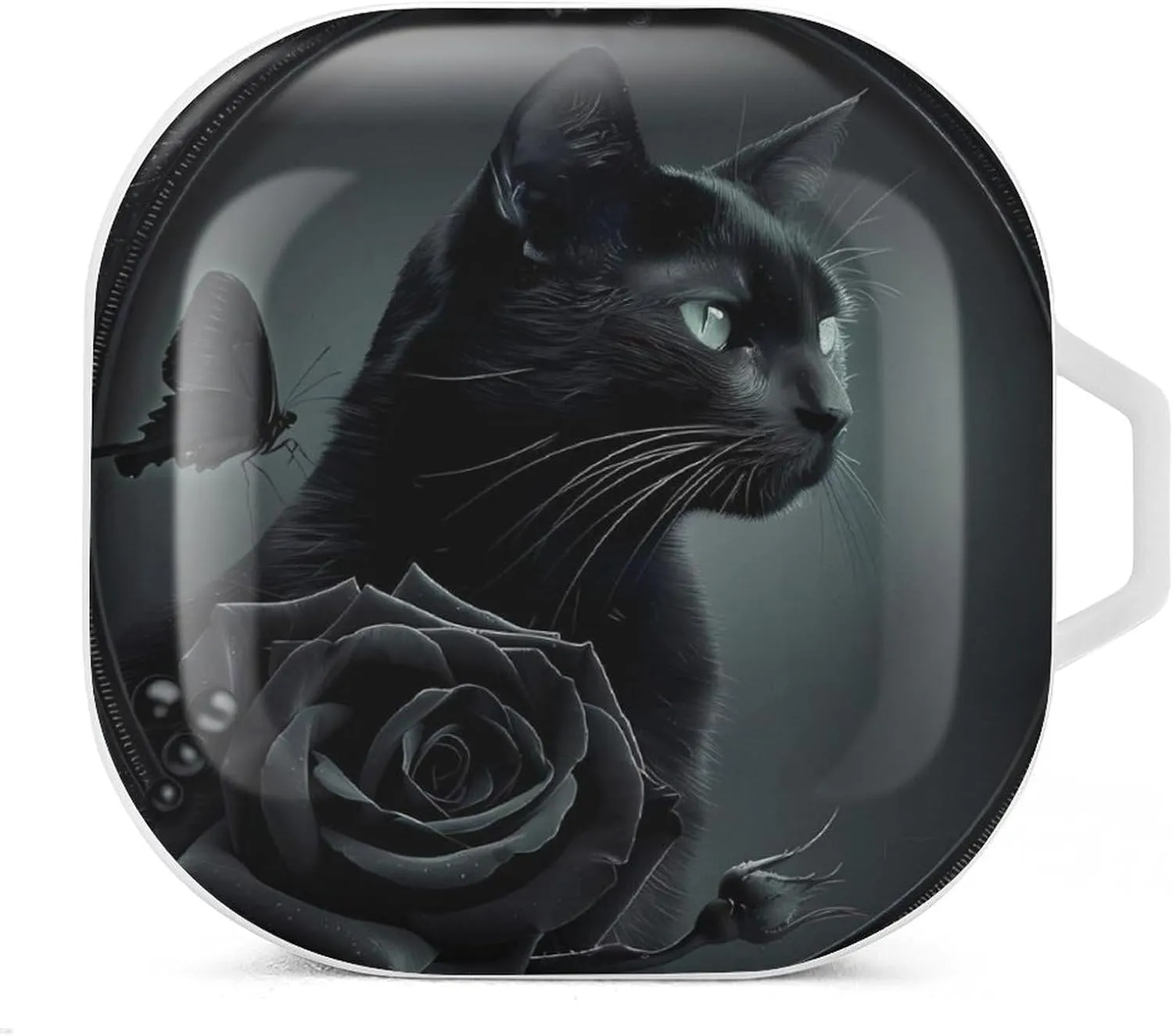 Black Cat Gothic Goth Earbud Case PC Hard Shockproof Headphone Case Earphone Case Compatible with Samsung Galaxy Buds Live White-Style
