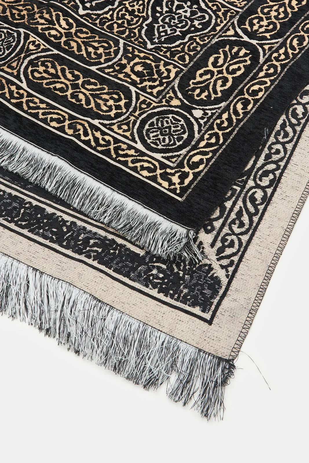 Black Prayer Mat In Cylinder Box With Rosary (3 Piece)