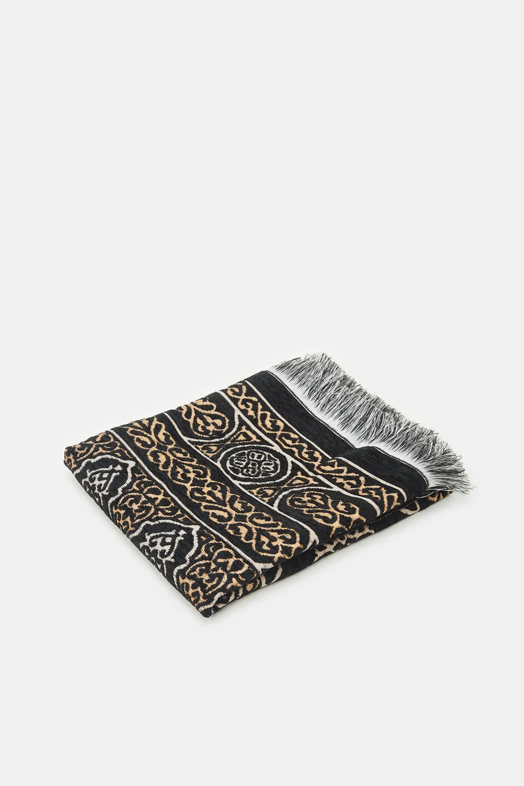 Black Prayer Mat In Cylinder Box With Rosary (3 Piece)