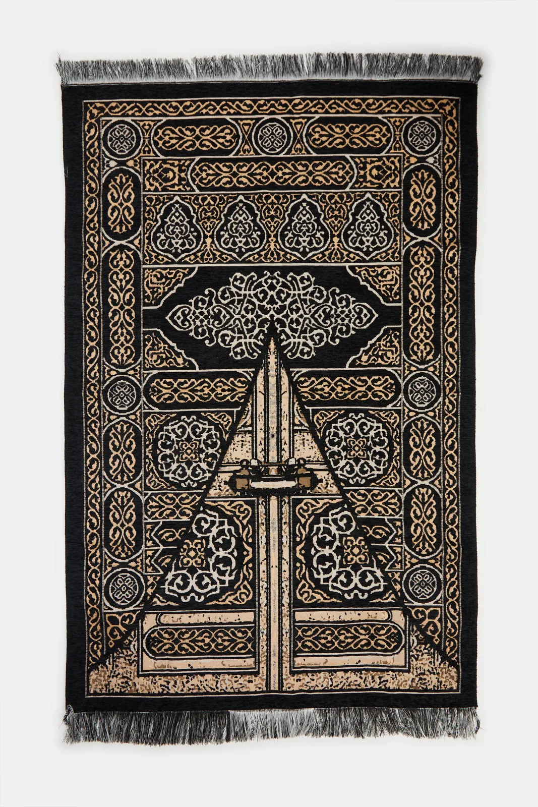 Black Prayer Mat In Cylinder Box With Rosary (3 Piece)