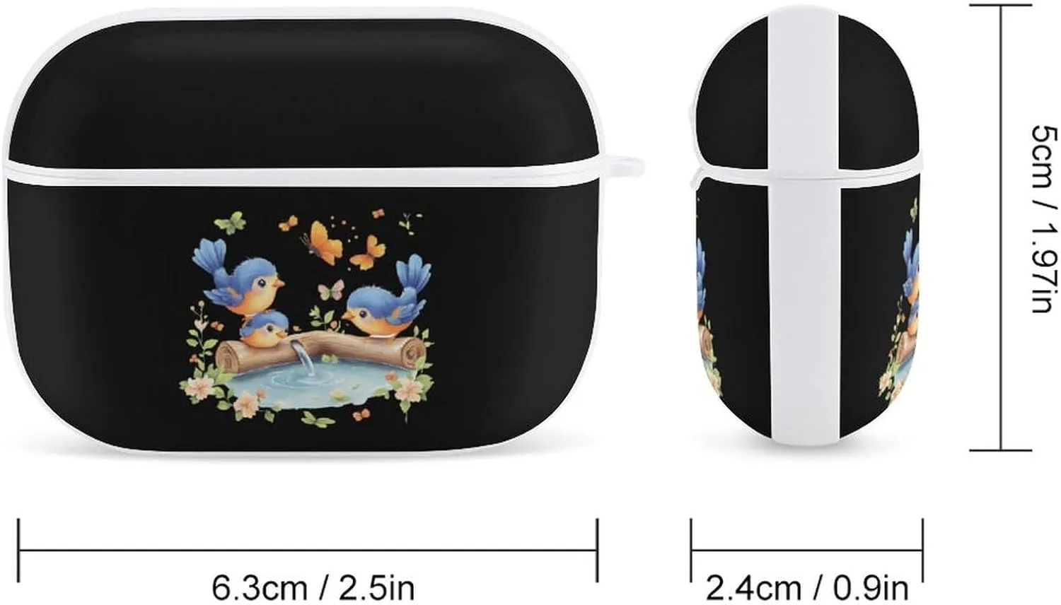 Blue Birds On A Branch Earbud Case Bluetooth Headphone Case Full Protective Case with Keychain Compatible with Airpods Pro White-Style
