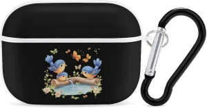 Blue Birds On A Branch Earbud Case Bluetooth Headphone Case Full Protective Case with Keychain Compatible with Airpods Pro White-Style