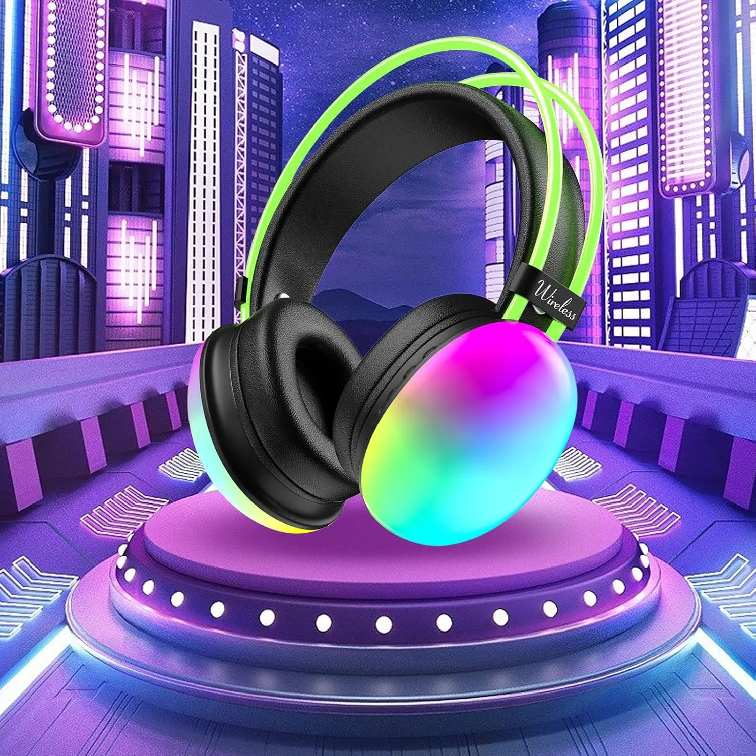Bluetooth Headphones 5.3, Foldable Wireless Headphones, Noise Cancelling Headphones, Over The Ear Headphones, Deep Bass, 15h Playtime, Gaming Headsets for Computer Laptop Pc Tablet (Black)