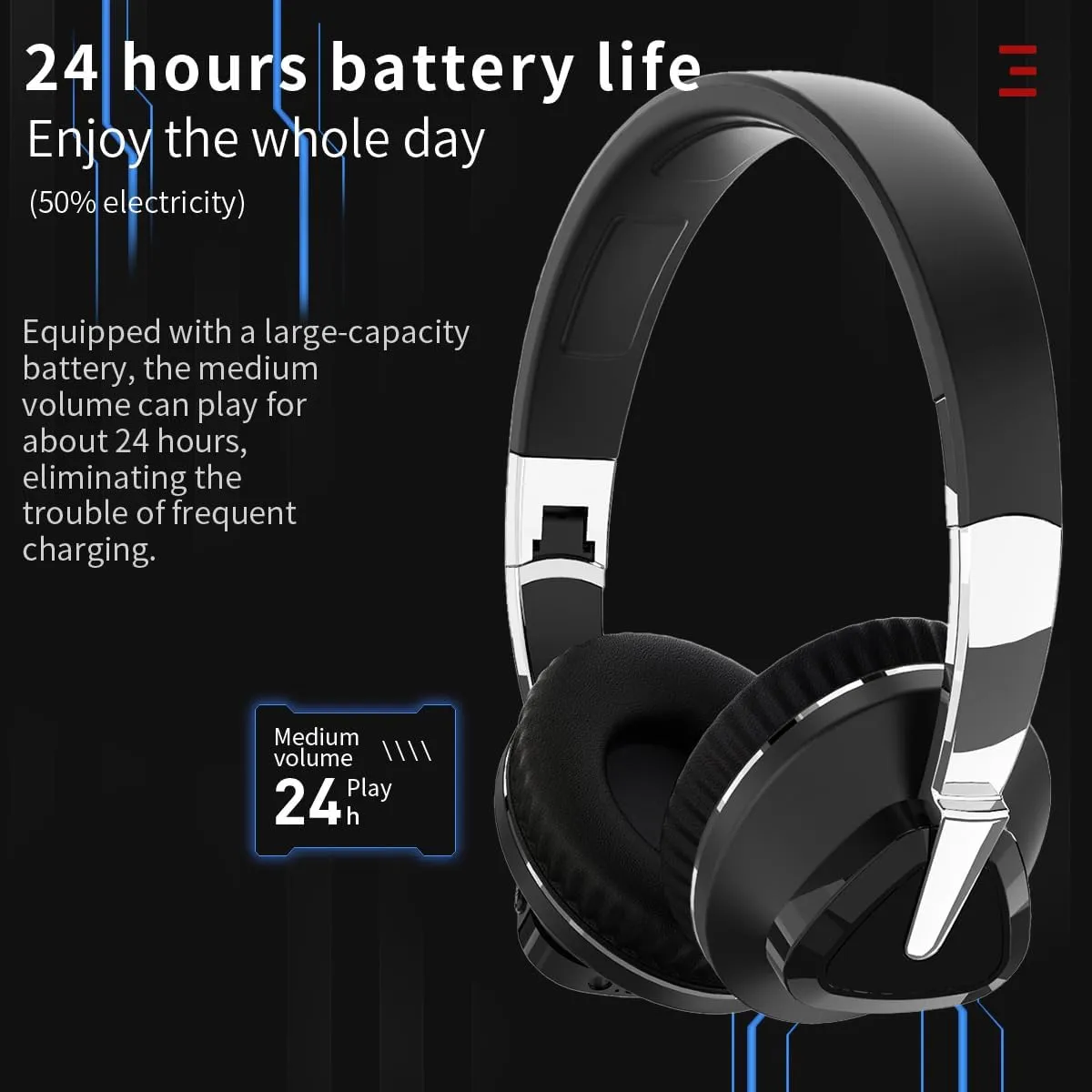 Bluetooth Headphones Wireless, over Ear Headphones for Gym Men Women, Hifi Stereo Foldable Lightweight Comfortable (black), 2A537-H3