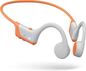 Bone Conduction Headphones, 2024 Upgrade Open-Ear Wireless Bluetooth Workout Headphones with Microphones, 8Hr Playtime, Waterproof Earphones for Sports, Running, Gym, Hiking, Cycling-Orange