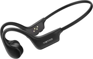 Bone Conduction Headphones, Open Ear Headphones Wireless Earphones, 32GB MP3, 8 Hours Playtime, Bluetooth 5.3, IP68 Waterproof Earphones for Running and Fitness Workout - Black