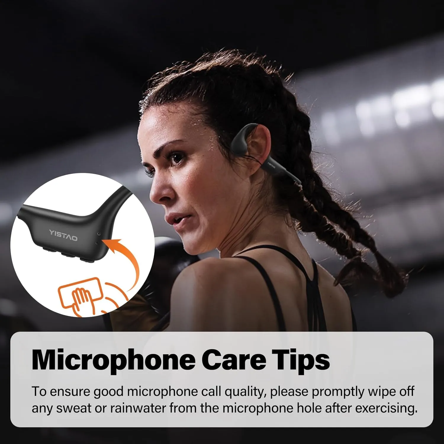 Bone Conduction Headphones, Open Ear Headphones Wireless Earphones, 32GB MP3, 8 Hours Playtime, Bluetooth 5.3, IP68 Waterproof Earphones for Running and Fitness Workout - Black