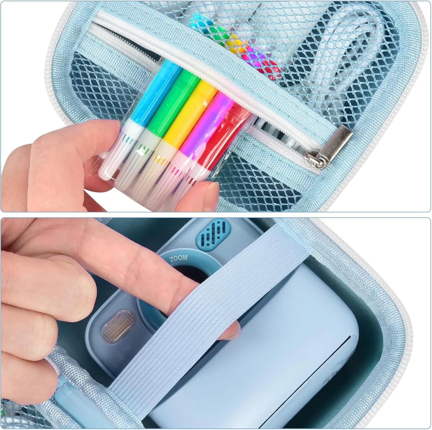 Boobowl Case for DUDUDRAGON/for Masterbee/for Cimizi Instant Camera, Kids Digital Cameras Storage as Christmas and Birthday Present for Print Papers, Colour Pen and Accessories (Bag Only)-Blue