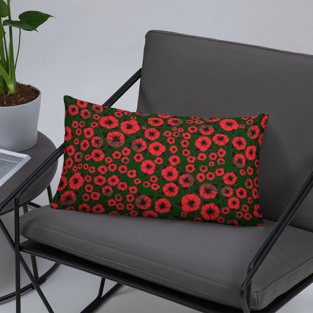 Bright Red Roses designer Basic Pillow by John A. Conroy