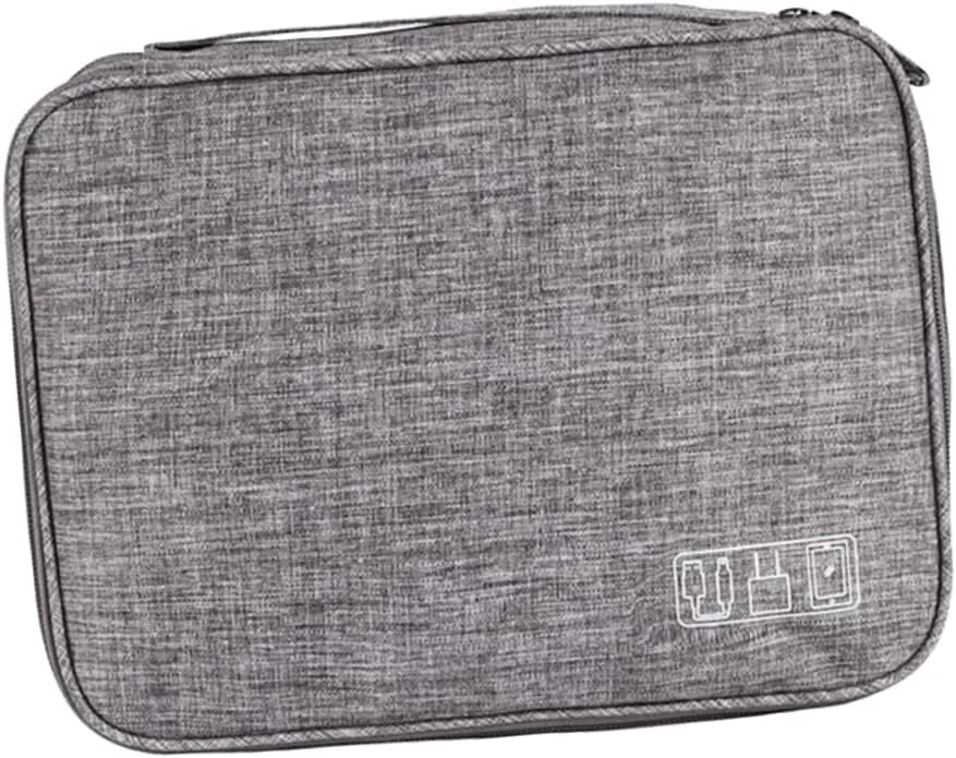 Cable Storage Bag Electronics Carrying Case 3 Separate Zones for Powerbank and Cables