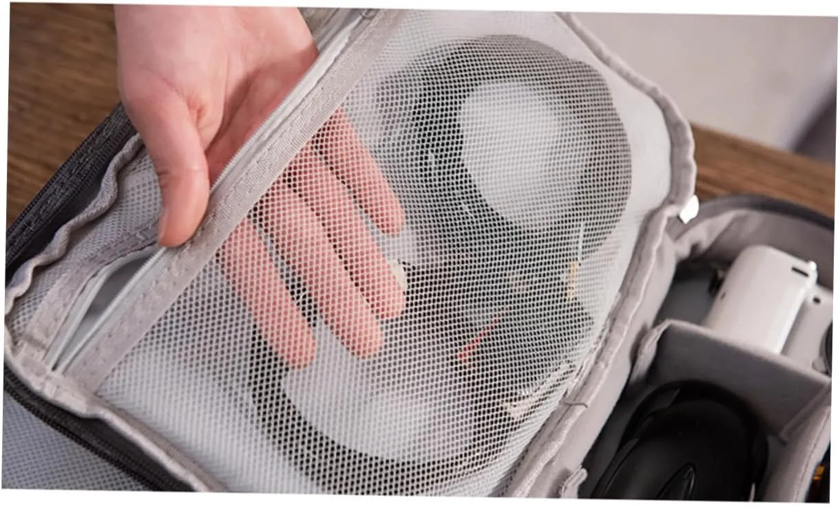 Cable Storage Bag Electronics Carrying Case 3 Separate Zones for Powerbank and Cables