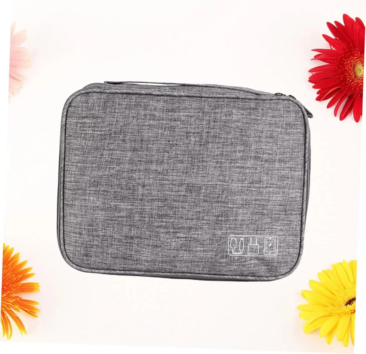 Cable Storage Bag Electronics Carrying Case 3 Separate Zones for Powerbank and Cables
