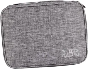 Cable Storage Bag Electronics Carrying Case 3 Separate Zones for Powerbank and Cables