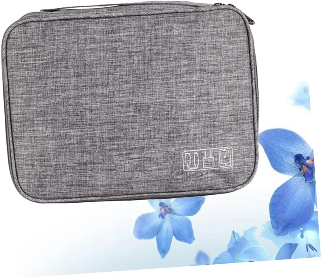Cable Storage Bag Electronics Carrying Case 3 Separate Zones for Powerbank and Cables