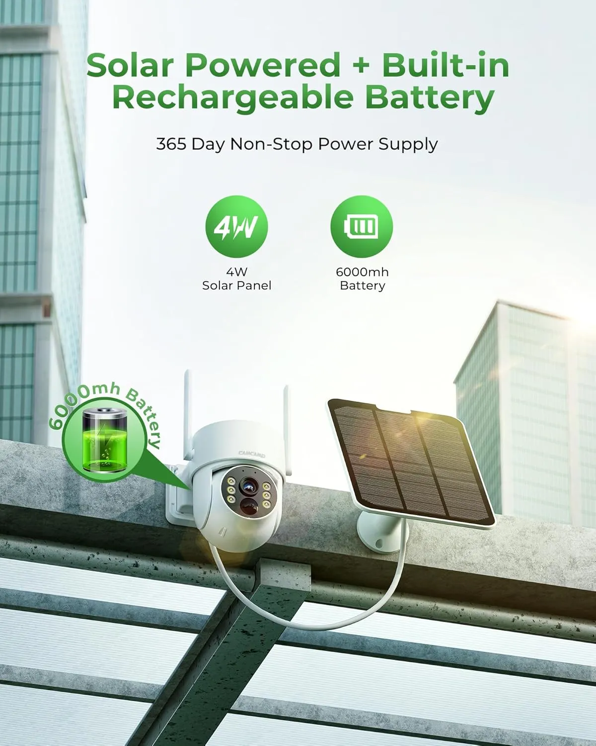 CAMCAMP Solar Security Cameras Wireless Outdoor with 10" Monitor, 10CH NVR 2K Solar Home Security Camera System with 360 Color Night Vision,2-Way Audio,500GB Local Storage,No Monthly Fee,No Need WiFi