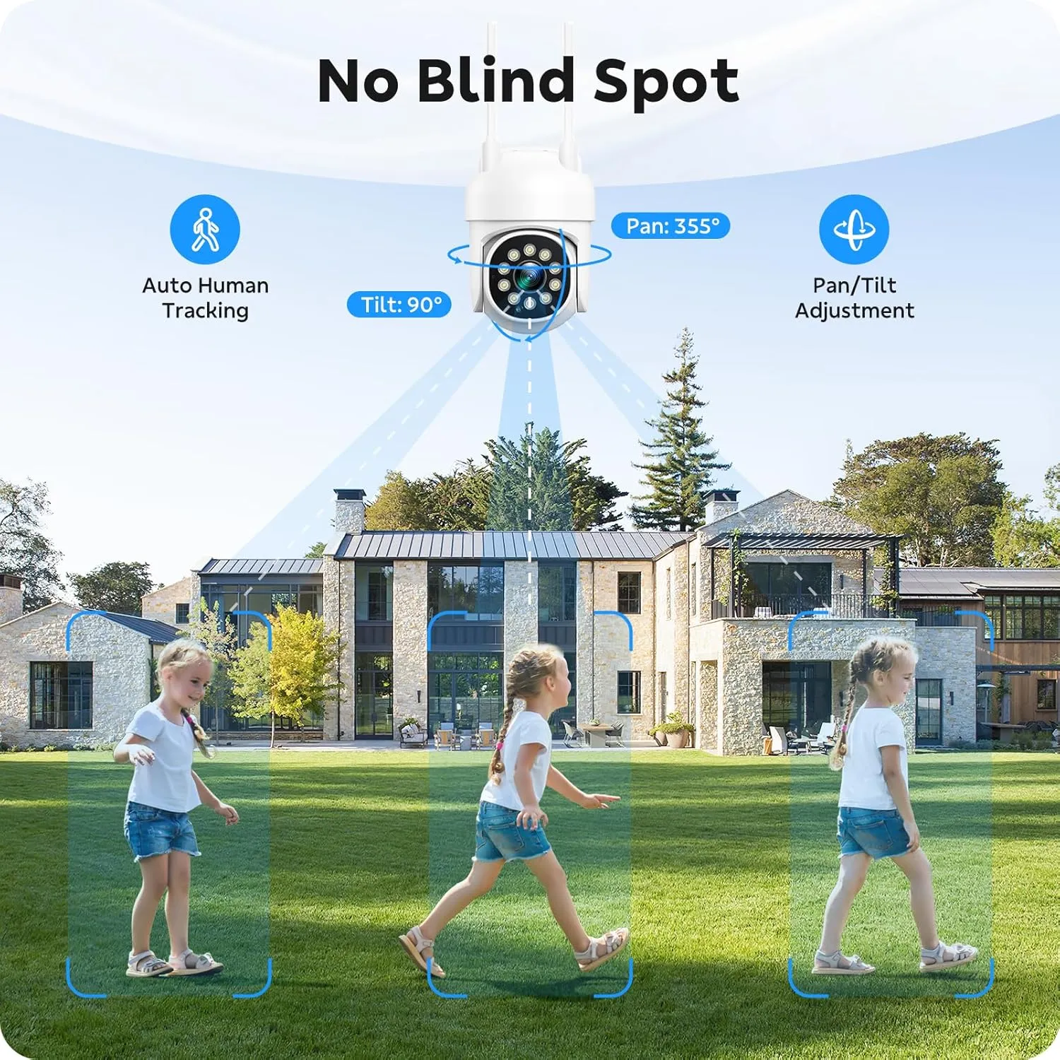 CAMCAMP Wireless Security Camera System, Expandable 16CH 4K NVR, 8PC WiFi Cameras for Home Security with PT Auto Human Tracking, 2 Way Audio, Smart Night Vision, CCTV Surveillance Kit(8, White)
