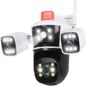Cameras for Home Security 10X PTZ Zoom Four Lens Smart Home Surveillance Camera Outdoor 360 Panoramic View Cameras 16MP 8K Video Security CCTV Track with Motion Detection(Cam Add 32G Card)