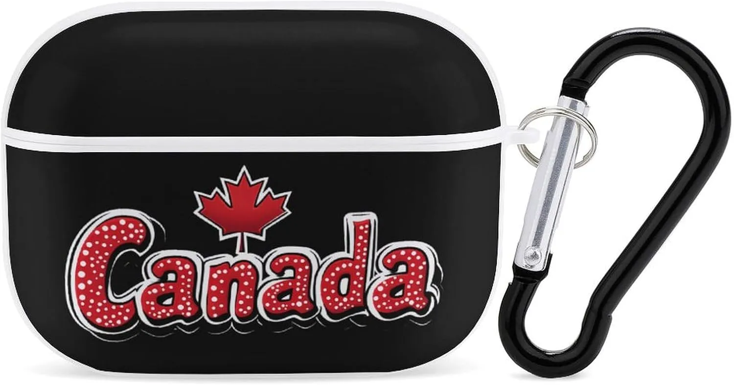 Canada Flag Earbud Case Bluetooth Headphone Case Full Protective Case with Keychain Compatible with Airpods Pro White-Style