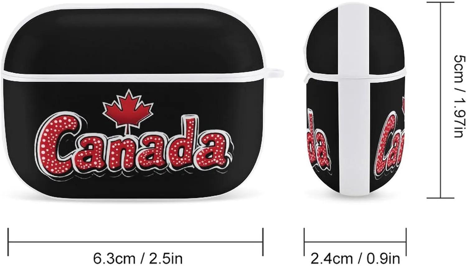 Canada Flag Earbud Case Bluetooth Headphone Case Full Protective Case with Keychain Compatible with Airpods Pro White-Style