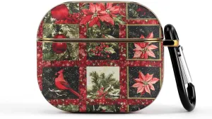 Cardinal Birds Christmas Tree Ball Slim Travel Carrying Headphone Case Compatible with AirPods Smart Hard Shell Cover