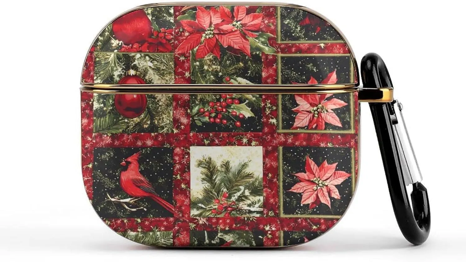Cardinal Birds Christmas Tree Ball Slim Travel Carrying Headphone Case Compatible with AirPods Smart Hard Shell Cover