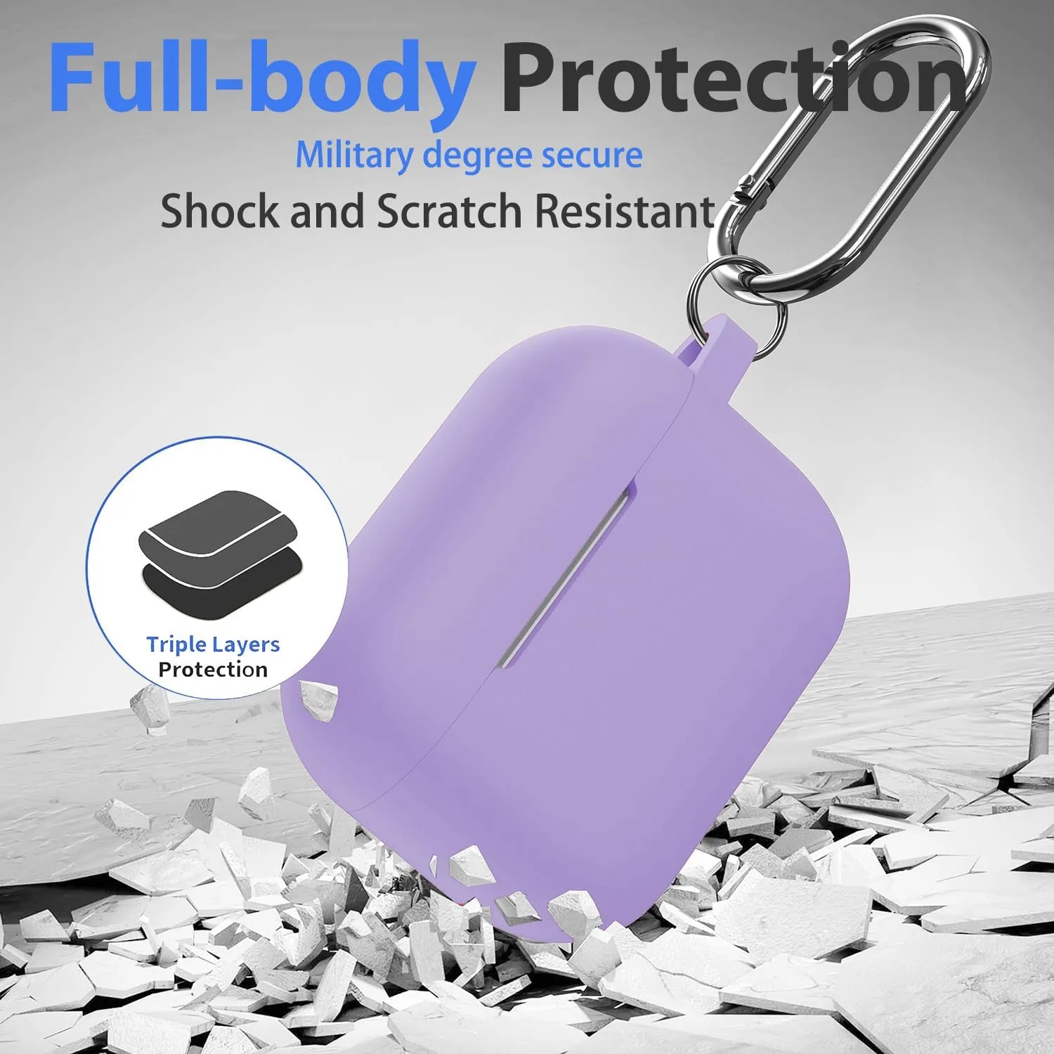 Case for Airpods Pro 2/1 Gen Cover for Men Women Girl, Compatible Airpods Pro 2nd/1st Generation Case, Soft Silicone Apple iPod Pro Gen Protective Cover Skin with Keychain Cleaner Pen, Purple
