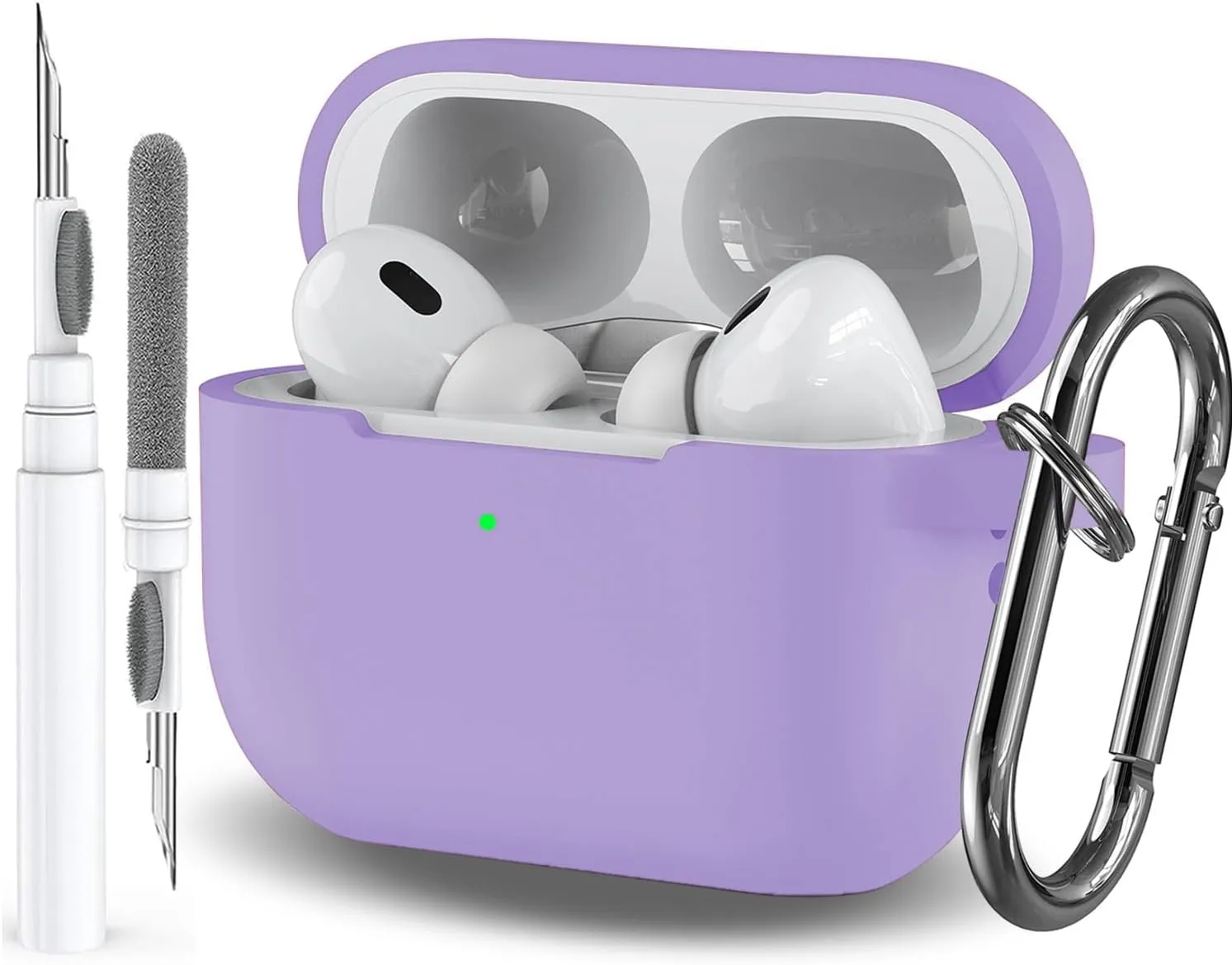 Case for Airpods Pro 2/1 Gen Cover for Men Women Girl, Compatible Airpods Pro 2nd/1st Generation Case, Soft Silicone Apple iPod Pro Gen Protective Cover Skin with Keychain Cleaner Pen, Purple