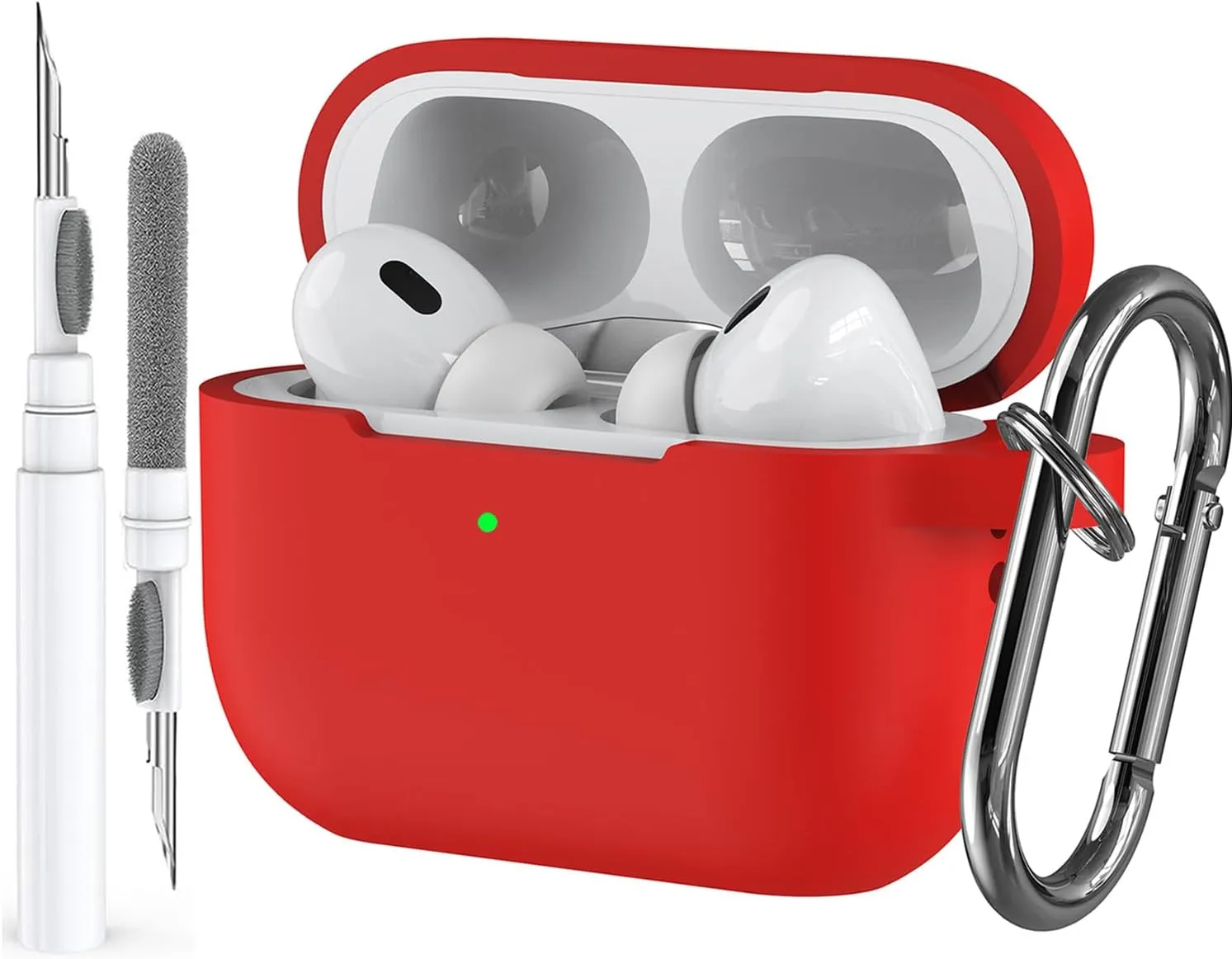 Case for Airpods Pro 2/1 Gen Cover for Men Women Girl, Compatible Airpods Pro 2nd/1st Generation Case, Soft Silicone Apple iPod Pro Gen Protective Cover Skin with Keychain Cleaner Pen, Red