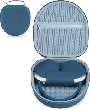 Case for Apple Airpods Max Headphones, Travel Portable Headphone Hard Case Cover Bag, Mesh Pouch with Zipper for Charger and Accessories (Blue)