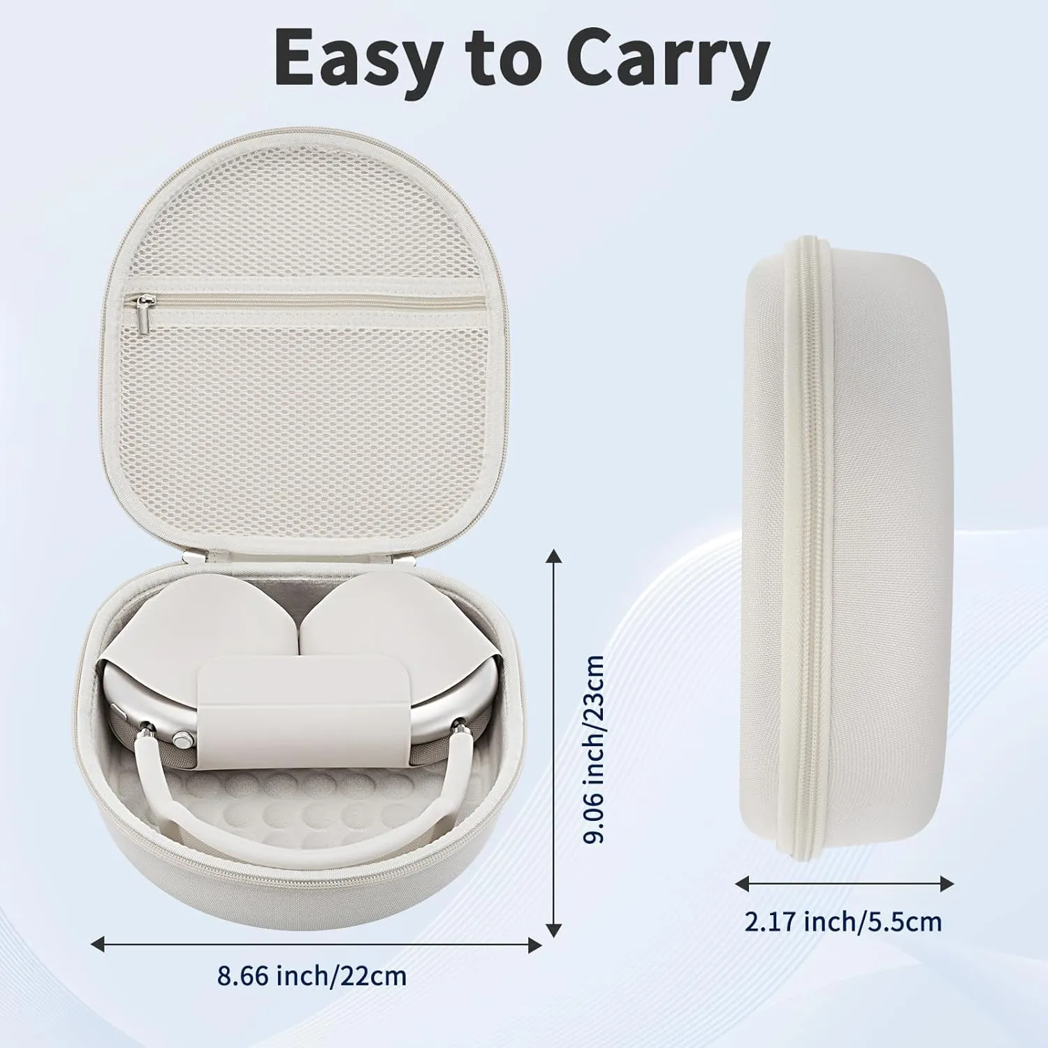 Case for Apple Airpods Max Headphones, Travel Portable Headphone Hard Case Cover Bag, Mesh Pouch with Zipper for Charger and Accessories (Starlight)