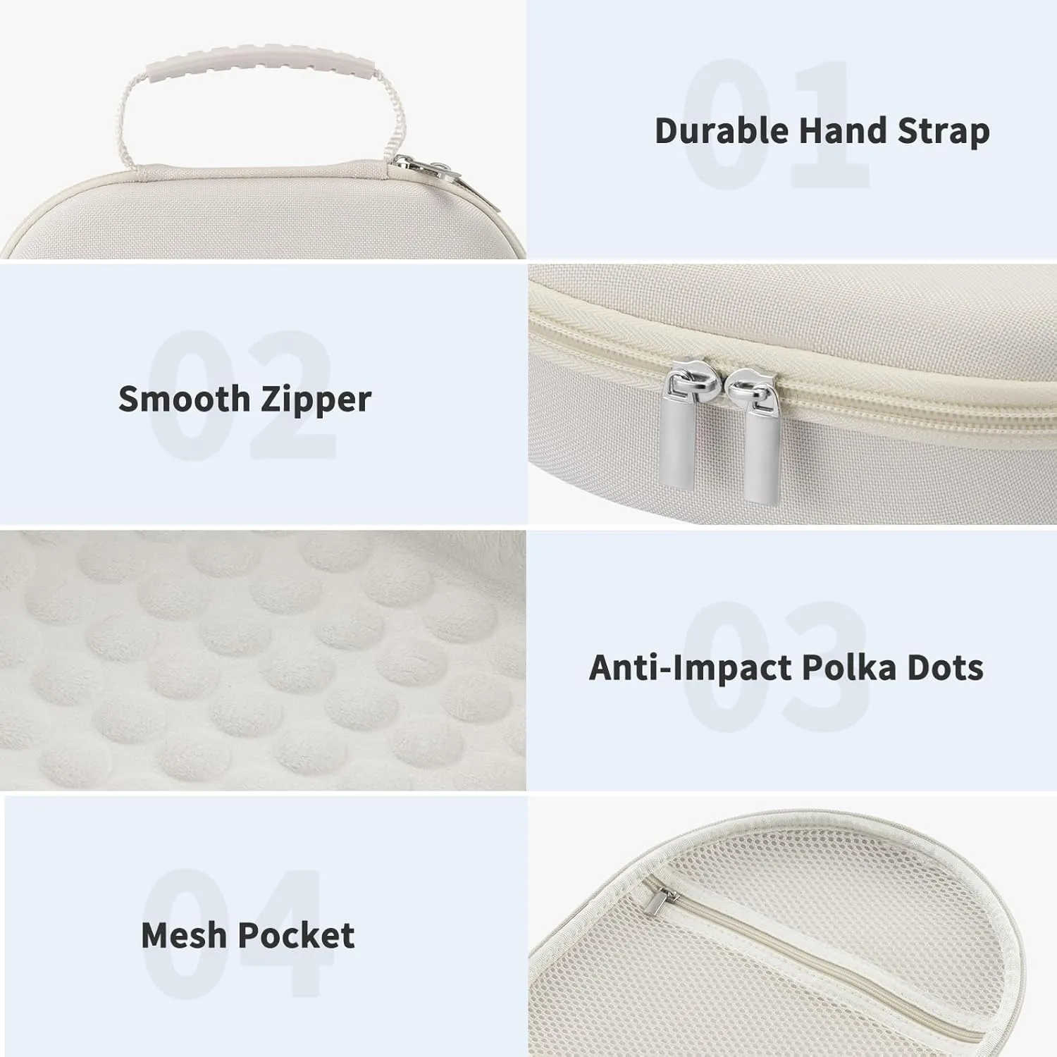 Case for Apple Airpods Max Headphones, Travel Portable Headphone Hard Case Cover Bag, Mesh Pouch with Zipper for Charger and Accessories (Starlight)