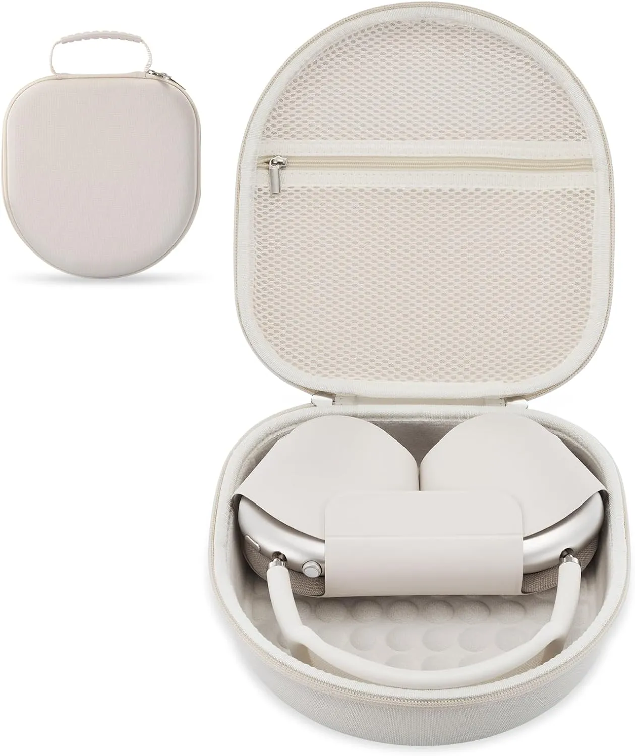 Case for Apple Airpods Max Headphones, Travel Portable Headphone Hard Case Cover Bag, Mesh Pouch with Zipper for Charger and Accessories (Starlight)