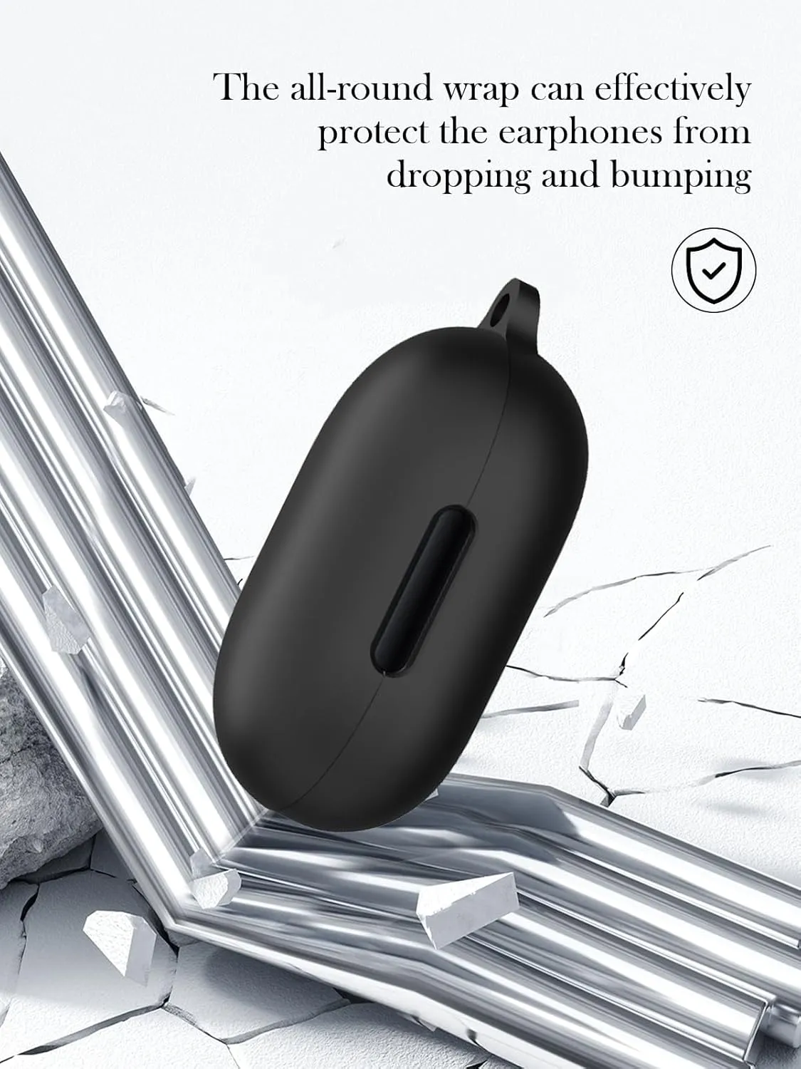 Case for Soundcore by Anker Space A40 Adaptive Active Noise Cancelling Wireless Earbuds,Soft Protective,BOVUGAC Silicone Case Cover For Soundcore space A40 with Keychain & Cleaning Kit & Lanyard-Black
