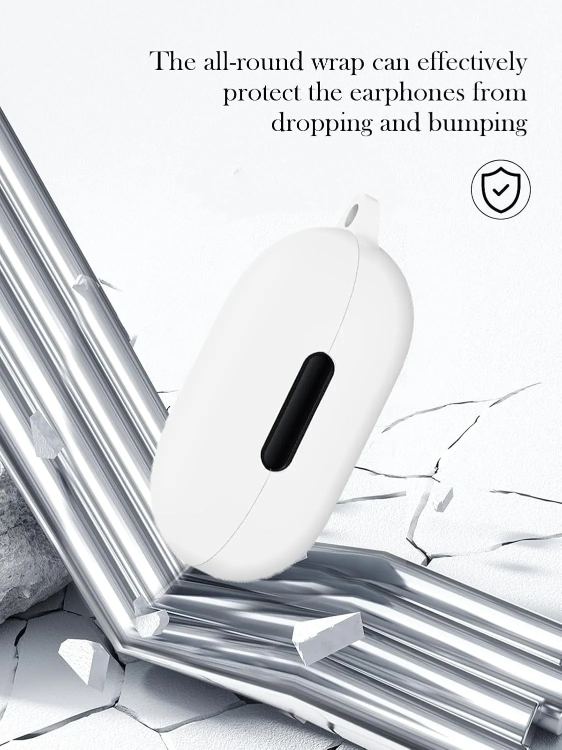 Case for Soundcore by Anker Space A40 Adaptive Active Noise Cancelling Wireless Earbuds,Soft Protective,BOVUGAC Silicone Case Cover For Soundcore space A40 with Keychain & Cleaning Kit & Lanyard-White