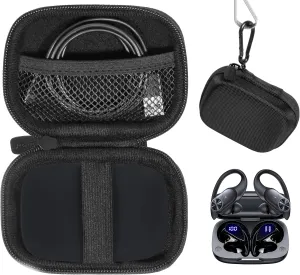 CaseSack Case for PocBuds Headphones 80hrs Playtime Charging Case Digital Display Sports Ear Buds (Black)